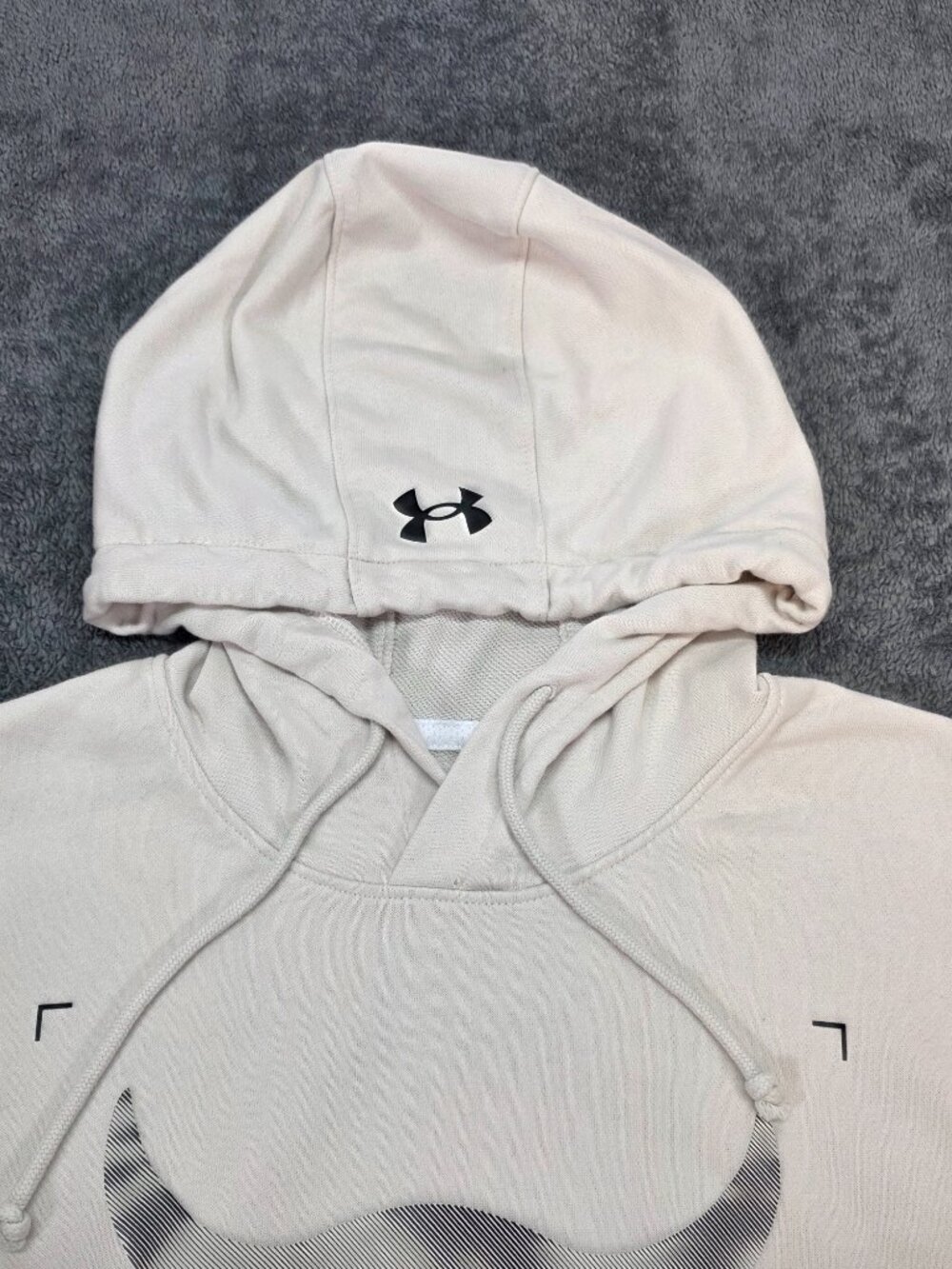 Under Armour Project Rock Short Sleeve Hoodie XL Beige Loose Fit - Picture 4 of 9